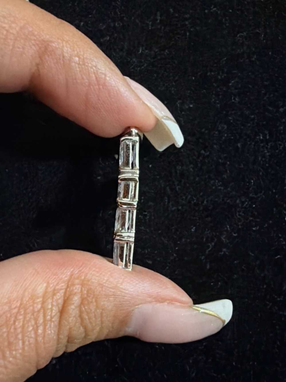 Stamped 925 Sterling Silver Cross Pendant with Clear Stones - Picture 2 of 4